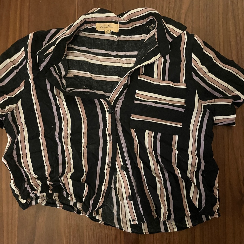 Striped cropped button down